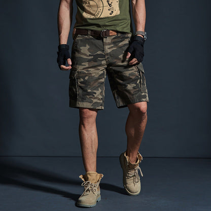 Summer Mid-length Pants Trendy Brand Loose-fit Mens Green Camouflage For Summer