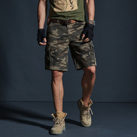 Summer Mid-length Pants Trendy Brand Loose-fit Mens Green Camouflage For Summer