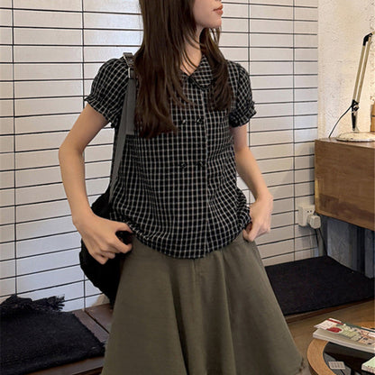 French-style Sweet Doll-collar Short-sleeve Blouse For Women