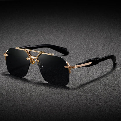 Metal Double-bridge Oversized Sunglasses