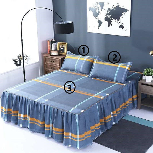 Woolly Bed Skirt Pillowcase Bedding Set