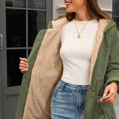 Medium To Long Loose Casual Cotton Jacket For Women