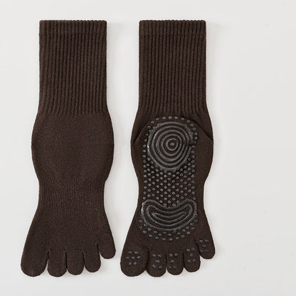 SpringSummer Yoga Socks Five-Toe Mid-Calf, Non-Slip