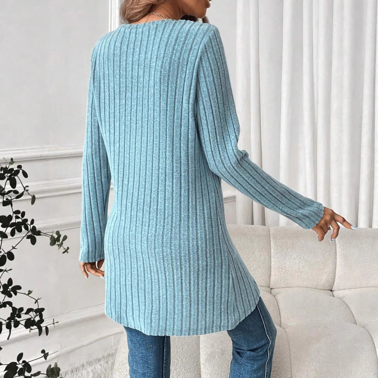 New Womens European And American-style Round-neck Casual Long-sleeve Top
