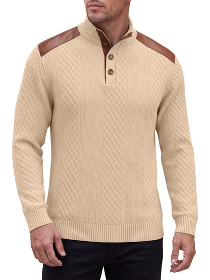 Stand-collar Knit Top With Spliced Shoulders And Sporty Sleeve Long Sleeves