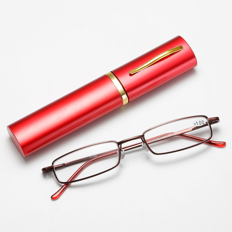 Ultra-small And Ultra-light Metal Reading Glasses Unisex Portable Pen Holder HD Mini