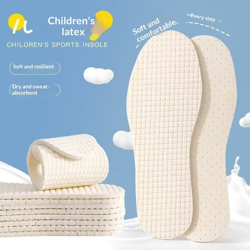 Childrens Latex Deodorizing Insoles Soft Sole Cuttable Breathable Sweat-Absorbent Durable