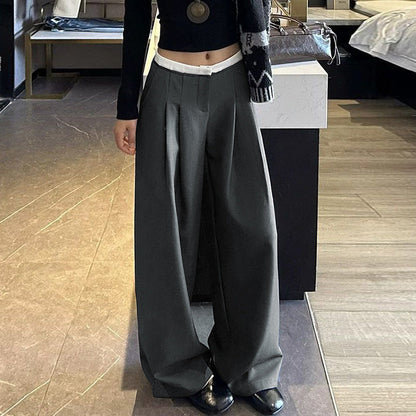 Seamed Waist Wide-leg Pants For Women