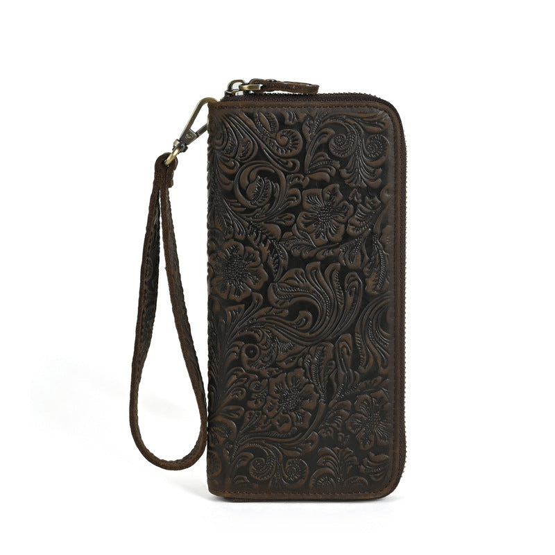 Mens Zip-around Multi-card Clutch Wallet