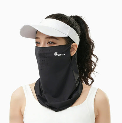 Ice Silk Sun-Protective Face Mask For Women Summer Full-Face UV-Proof Outdoor Golf Cycling Neck-Protecting Mask, Sun-Shading Veil