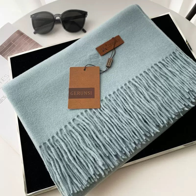 Womens Thickened Fashionable Solid-Color Tassel Scarf