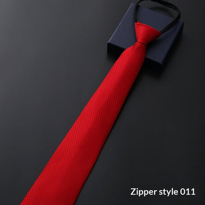 Mens Business Formal Zipper Tie With Blue Stripes