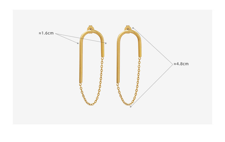 Euro-American Chain U-shaped Ear Studs