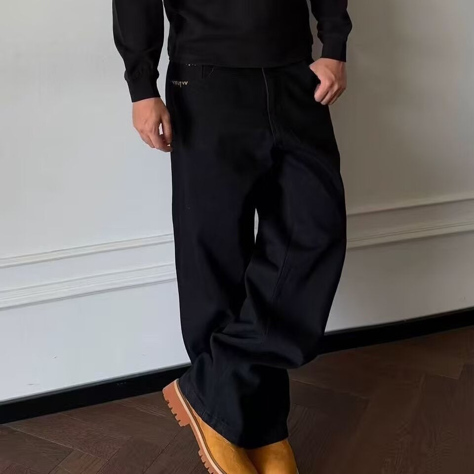High-waisted Loose-fit Casual Straight-leg Pants