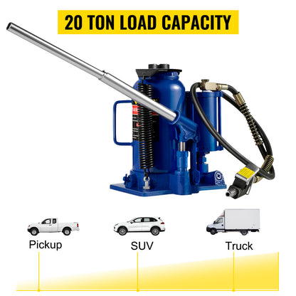 Industrial-Strength 20 Ton 4Ft Air Hydraulic Bottle Car Jack Tool for Lifting Farm Vehicles and Heavy-Duty Machinery