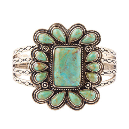 Blue Turquoise Golden Statement Cuff Bracelet