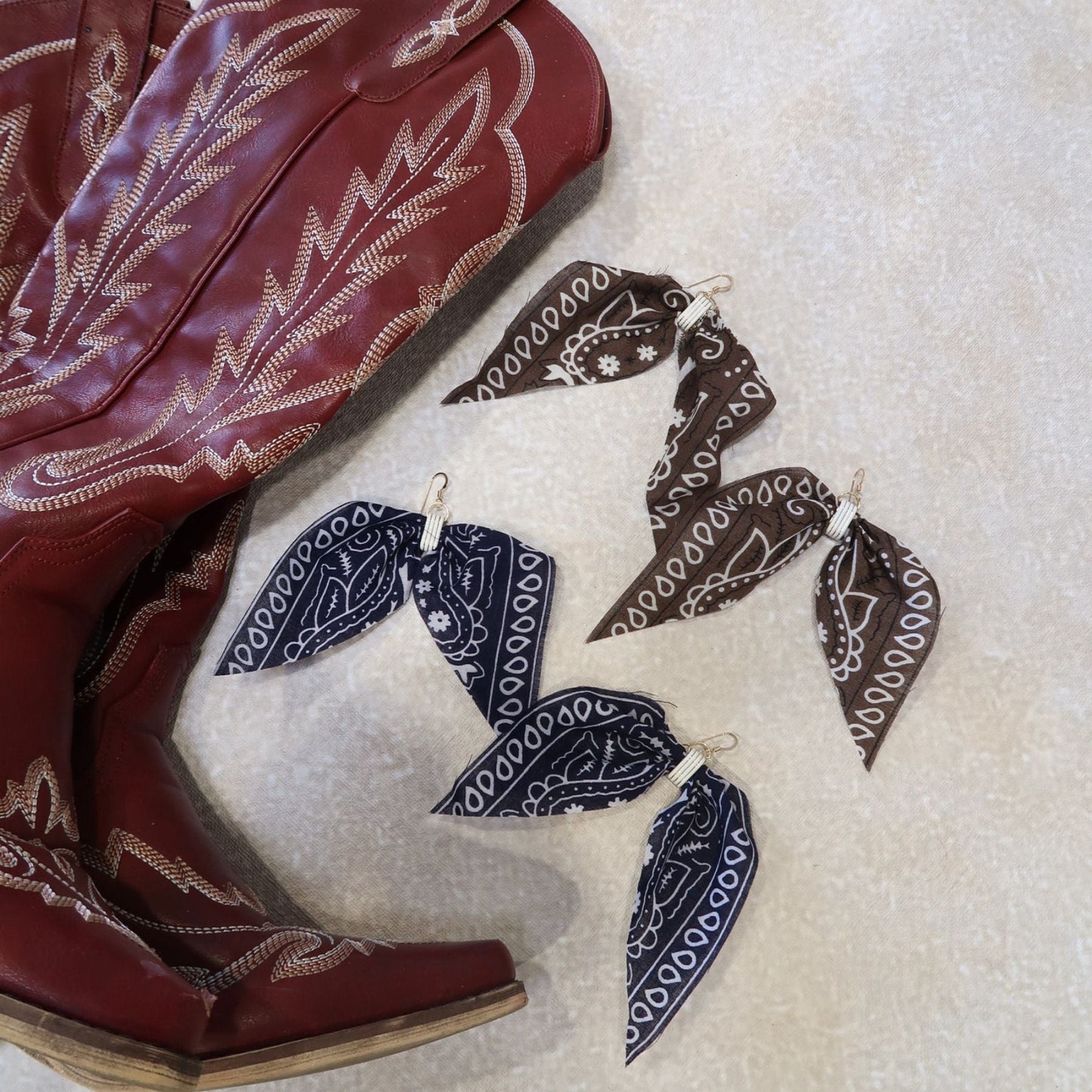 Navy Bandana Statement Earrings