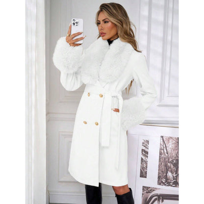 Elegant Double-breasted Trench Coat With A Tie Belt