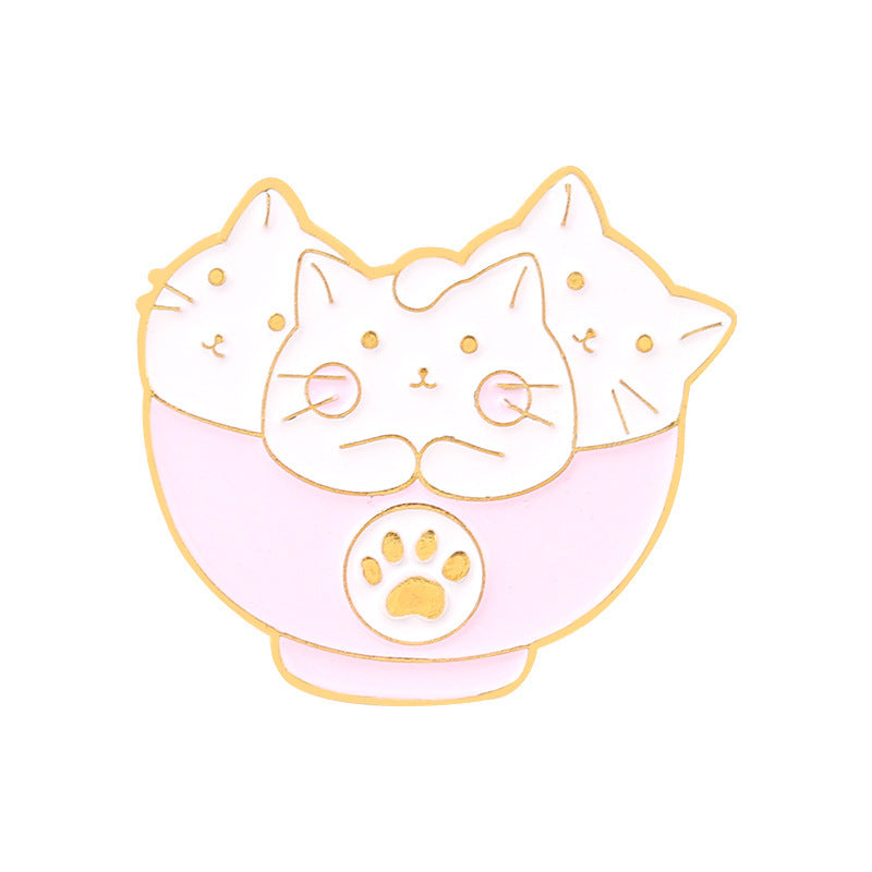 Golden M Badge Kitty Brooch