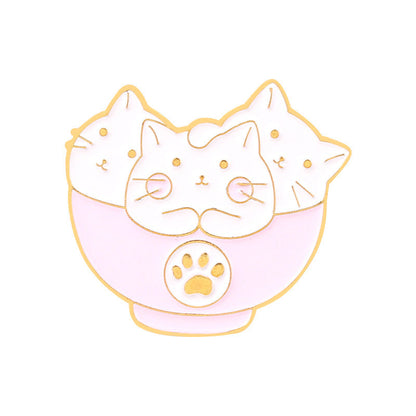 Golden M Badge Kitty Brooch