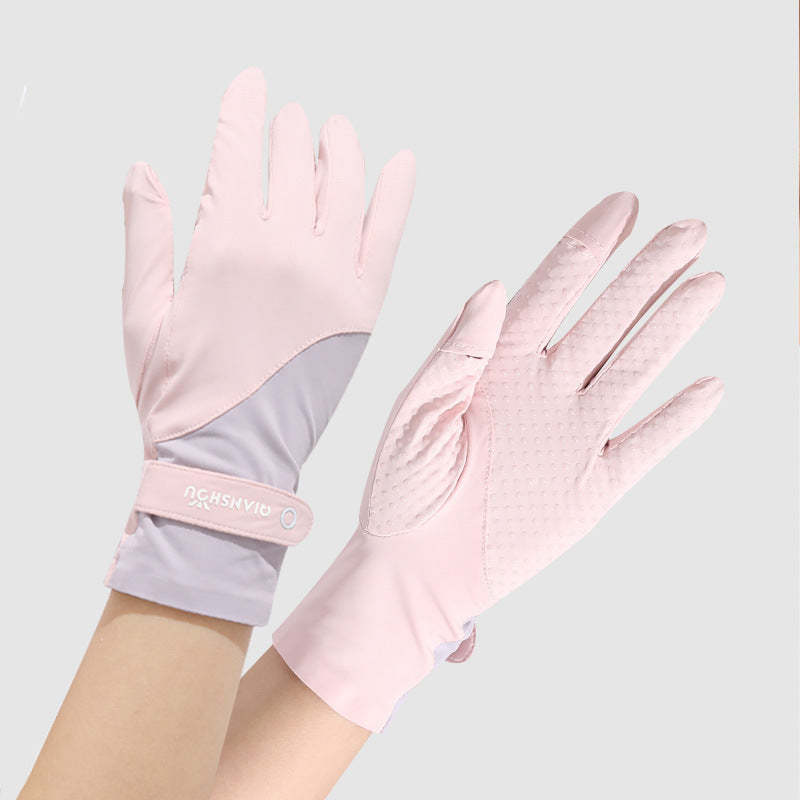 Sunscreen For Women Summer Ice-Feel Two-Finger Cut UV-Protective Thin Gloves