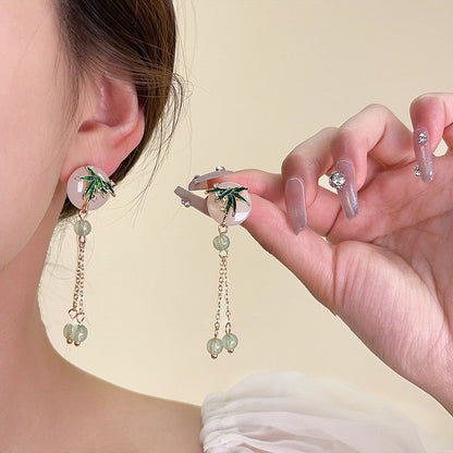 Bamboo Fan Tassel Earrings