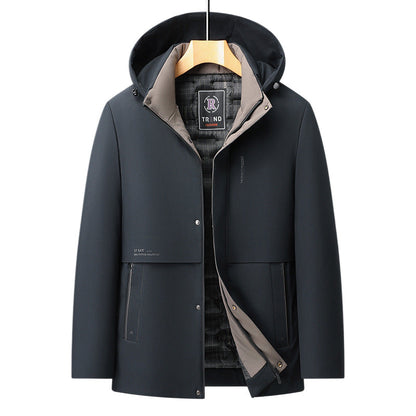 Mens Winter Thickened Hooded Cotton-Padded Coat