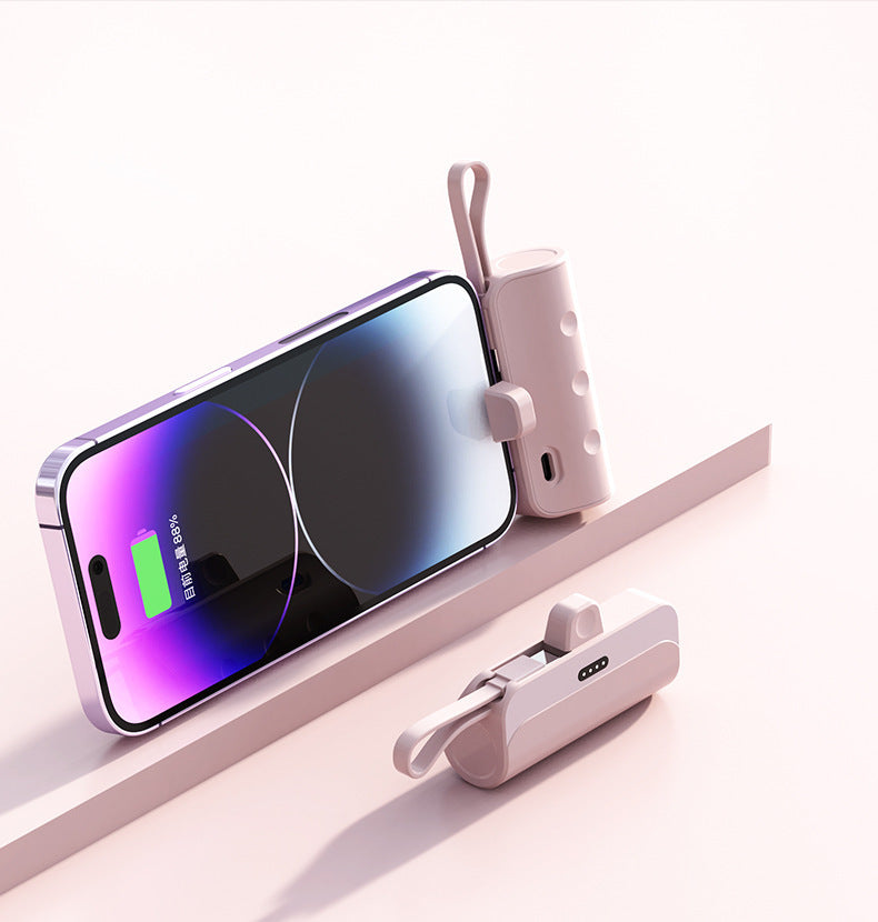 Mini Emergency Power Bank – 3300mAh Portable Charger with Built-In Cable