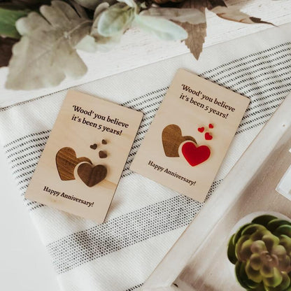 Wooden Carved Wedding Anniversary Card