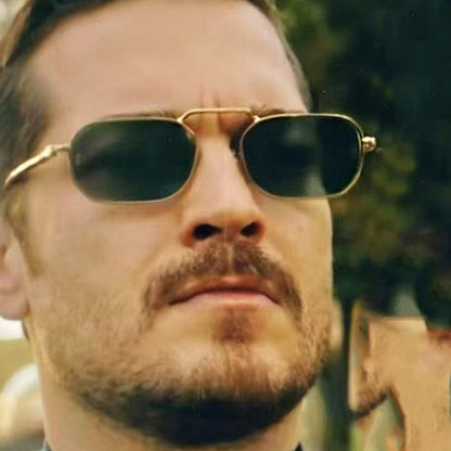 New European And American Fashion Square Frame Sunglasses For Men And Women, Metal Frames, Retro Trendy Narrow Frame Sun Protection Sunglasses, Cross-Border