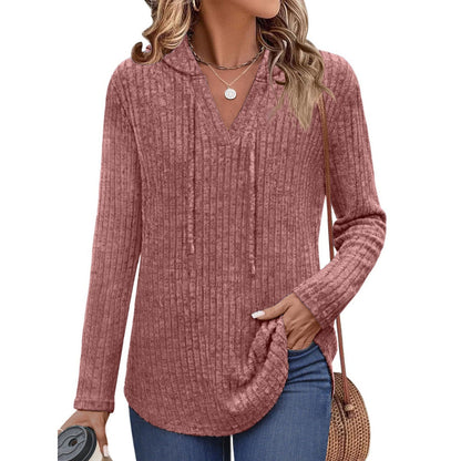Long-sleeved Ribbed Brushed T-shirt Loose Fit