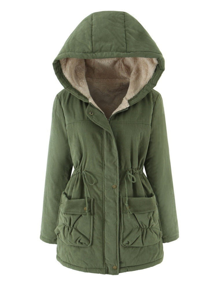 Medium To Long Loose Casual Cotton Jacket For Women