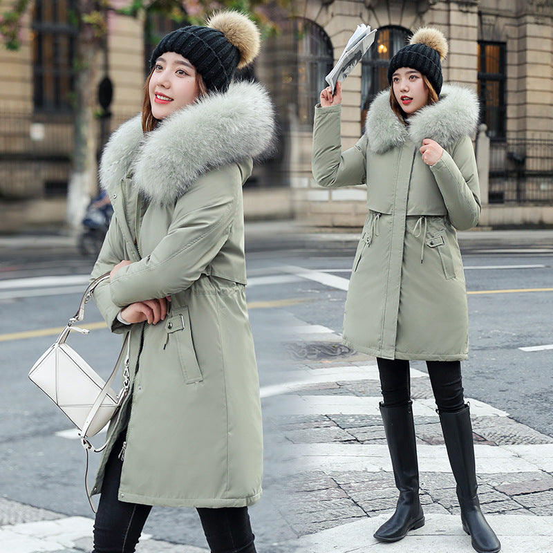Womens Mid-length Padded Winter Parka Coat