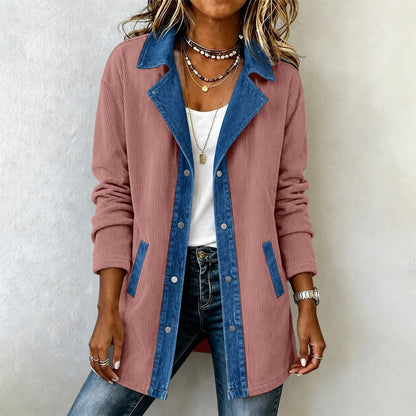 New Womens Long-sleeved Denim Patchwork Jacket