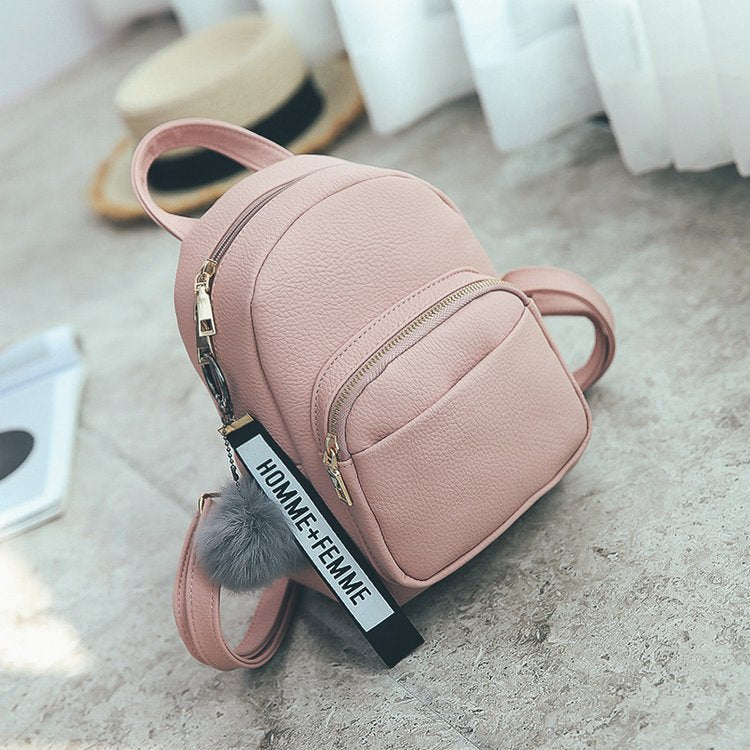Retro Wild Fashion Mini Fur Ball Backpack Women