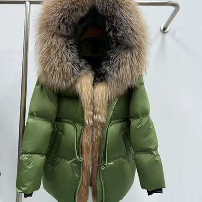 Women's Mid-length Padded Fur Coat