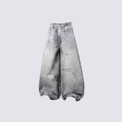 Mens And Womens Casual Loose-fit Straight-leg Denim Jeans