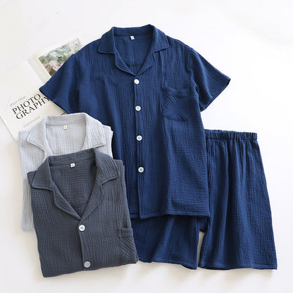 MUJI-style Japanese-heritage Crepe Short-sleeve Pajama Set With Shorts