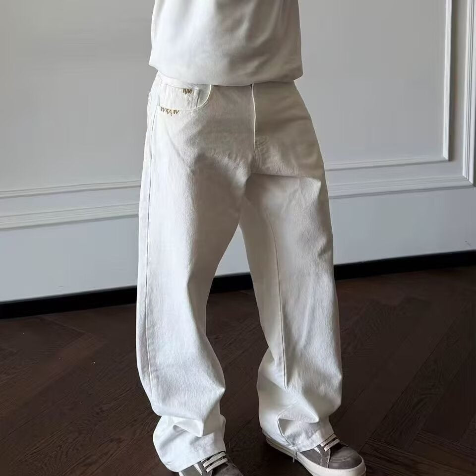 High-waisted Loose-fit Casual Straight-leg Pants