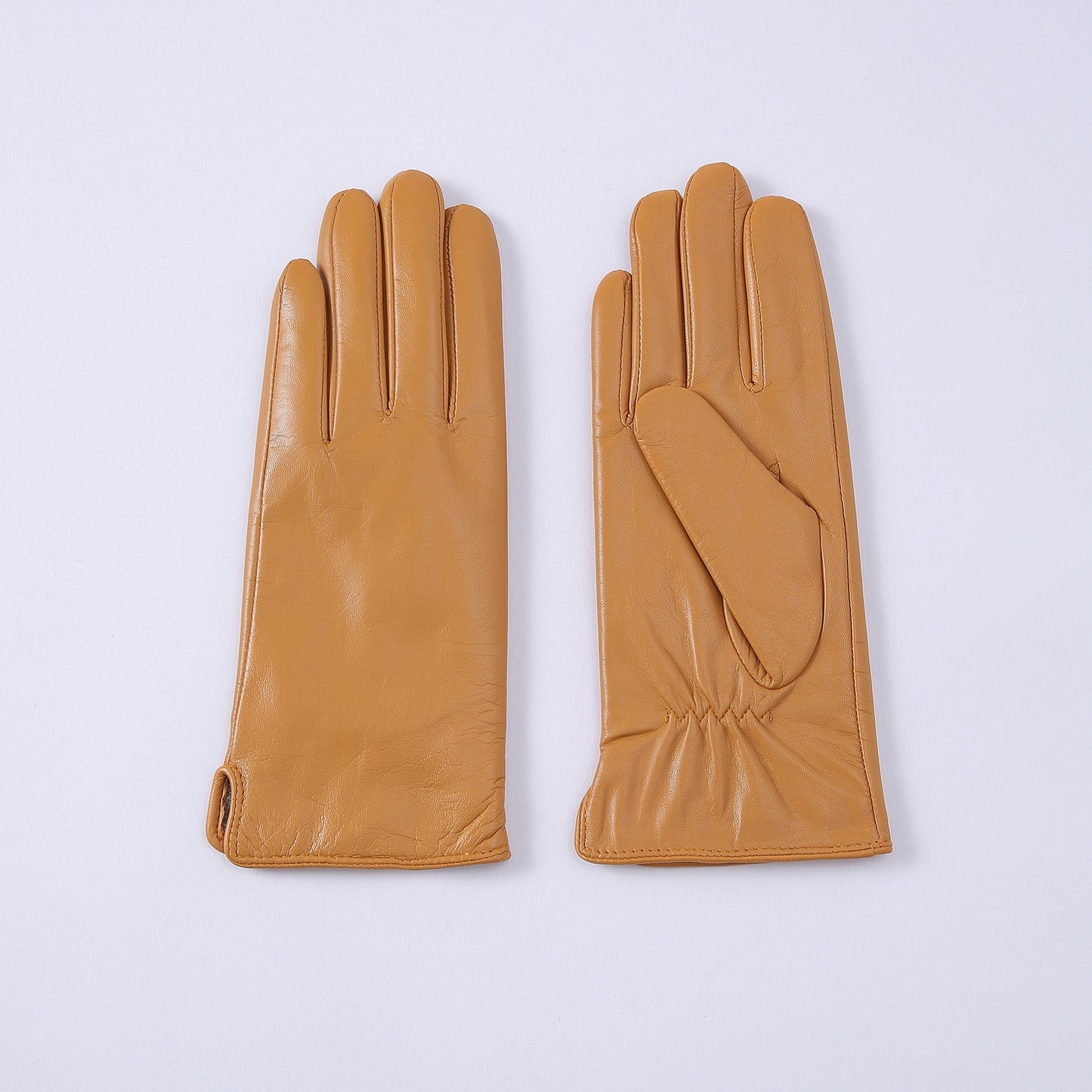 Womens Solid-Color Fleece-Lined Thermal Leather Gloves