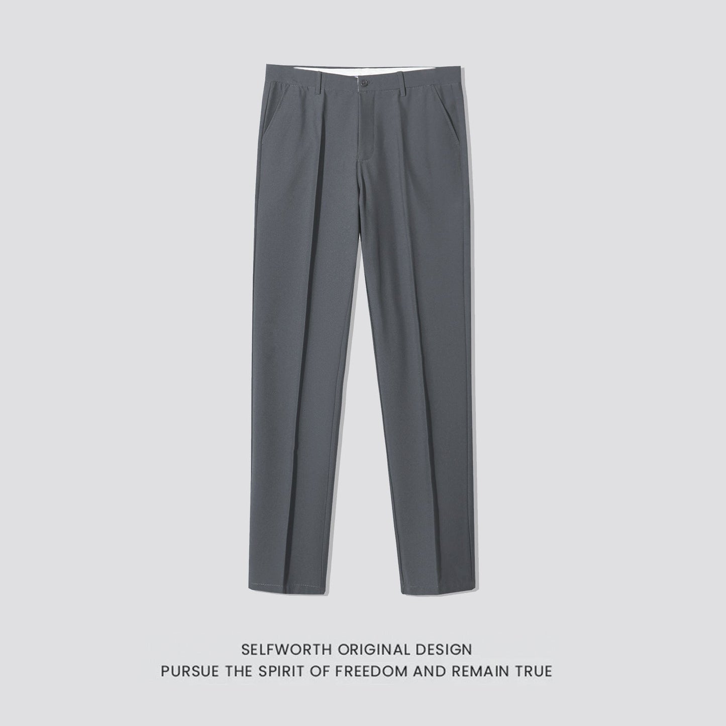 Mens Straight-leg Casual Pants Slim-fit Mature Style