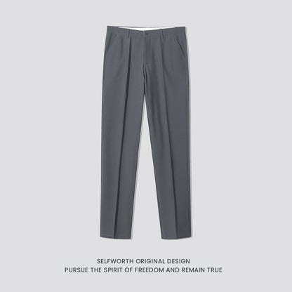 Mens Straight-leg Casual Pants Slim-fit Mature Style