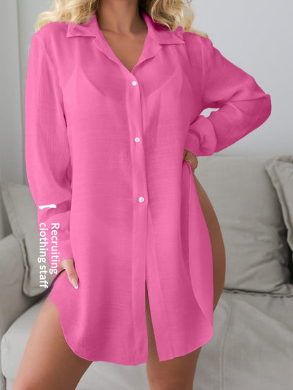 Womens Long-sleeved Cardigan Sun-protection Beach Shirt