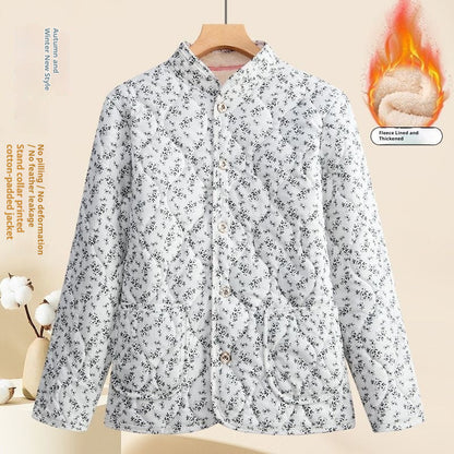 Moms Fashionable Floral Warm Padded Cotton Jacket