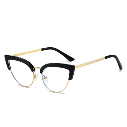 Stylish Large Frame Metal Lower Half Metal Plain Glasses