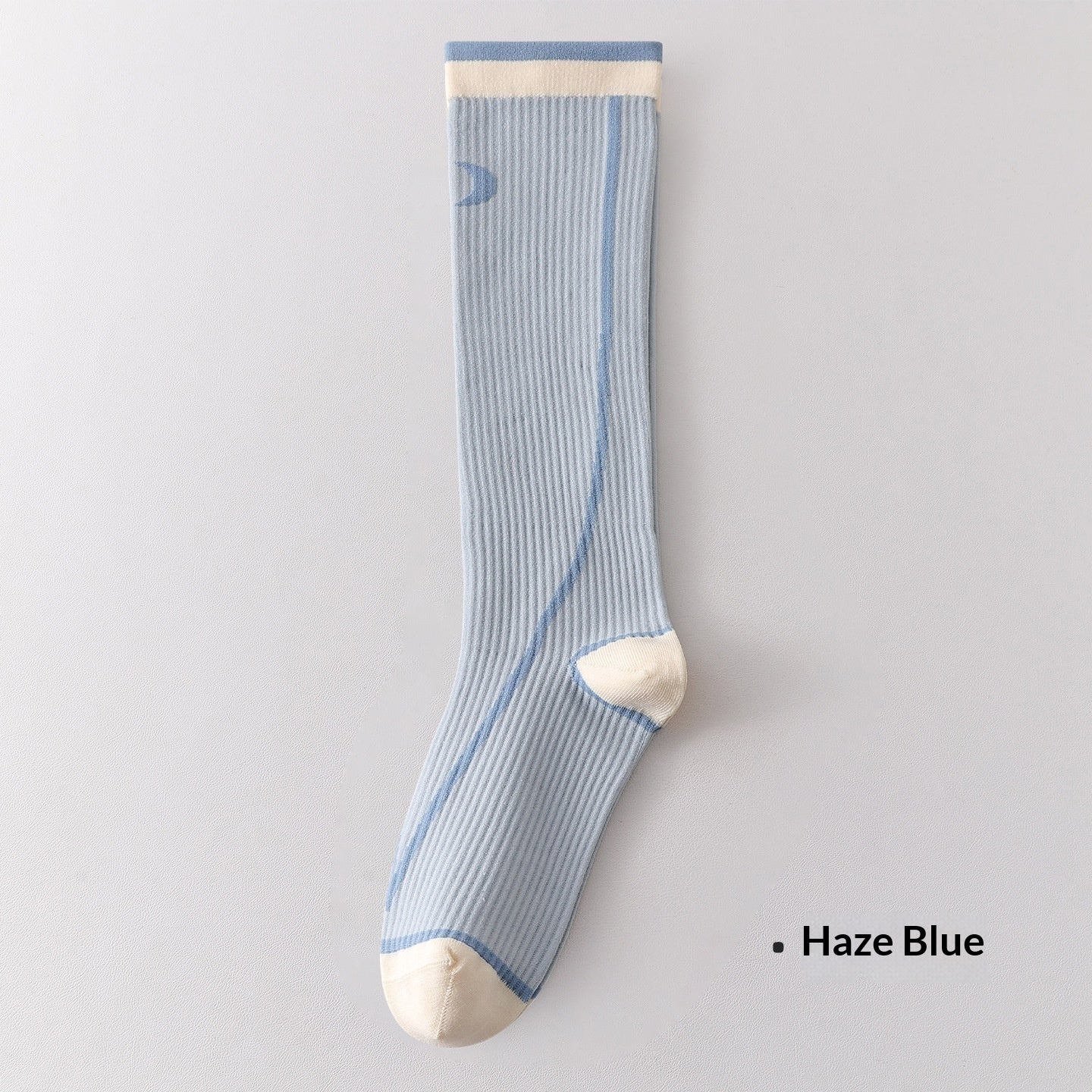 Womens Gradient-compression Calf Socks With Color-block Stripes