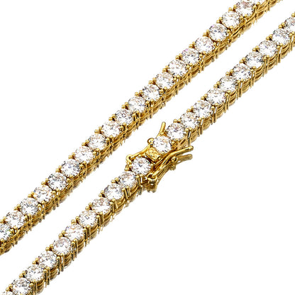 Mens Gold-Plated Micro-Inlaid Zircon Copper Bracelet And Necklace