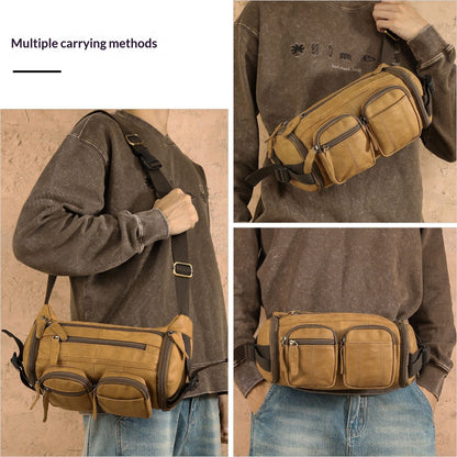 Hot-Selling New Style Frosted Leather Chest Bag, Multi-Functional Casual Crossbody Bag, Genuine Leather Bag, Large Capacity Waist Bag, Tool Bag