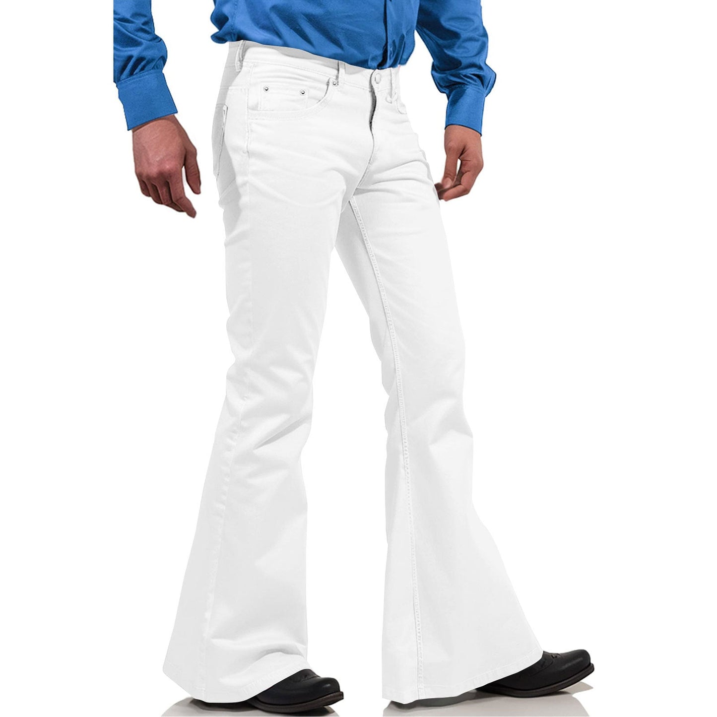 2025 New In-Stock Men's Cross-Border Amazon Solid Color Casual Stretch Slim Retro Flared Pants