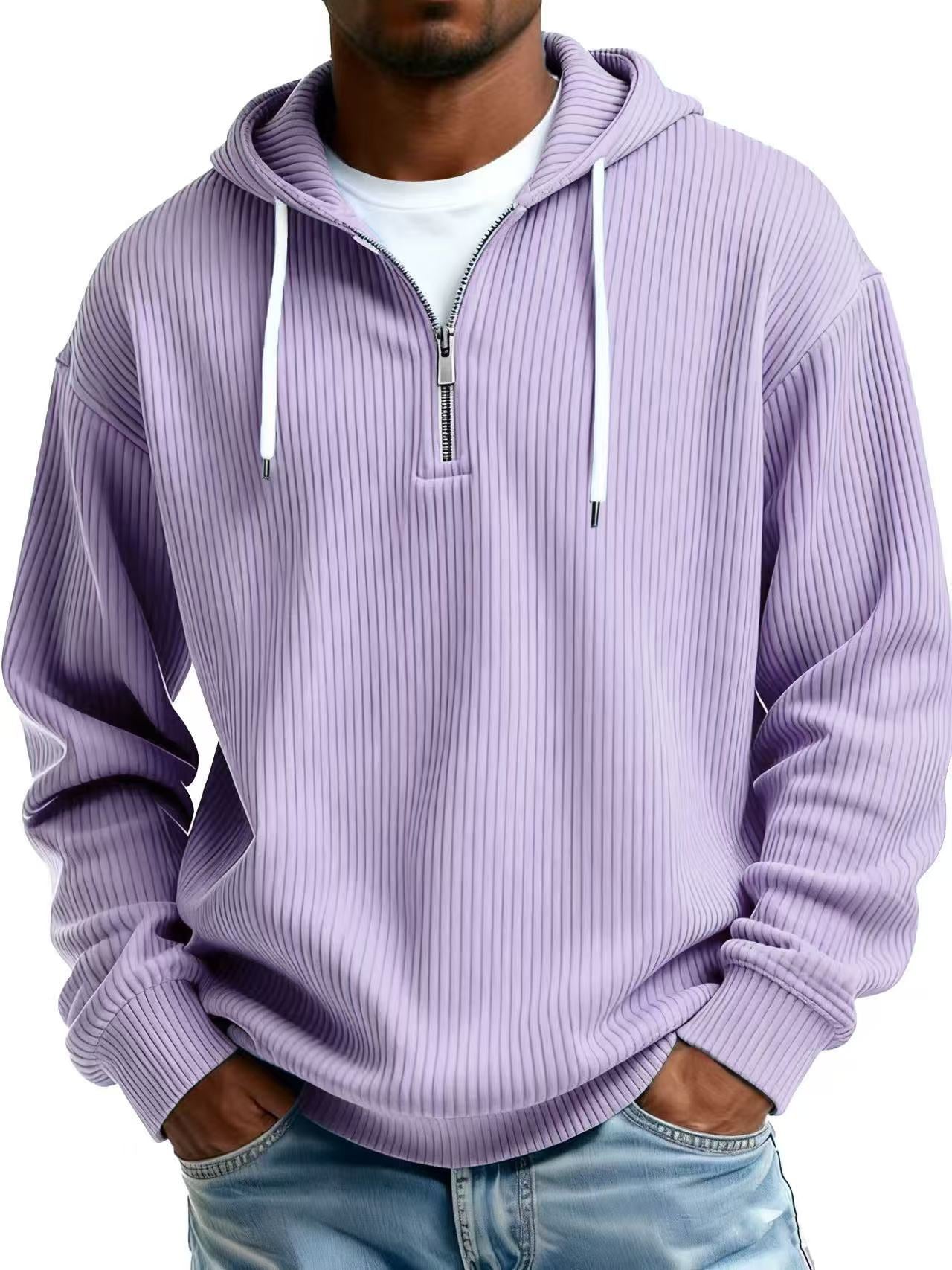 Mens Long-Sleeve Hooded Jacket Loose-Fit Casual Sweatshirt